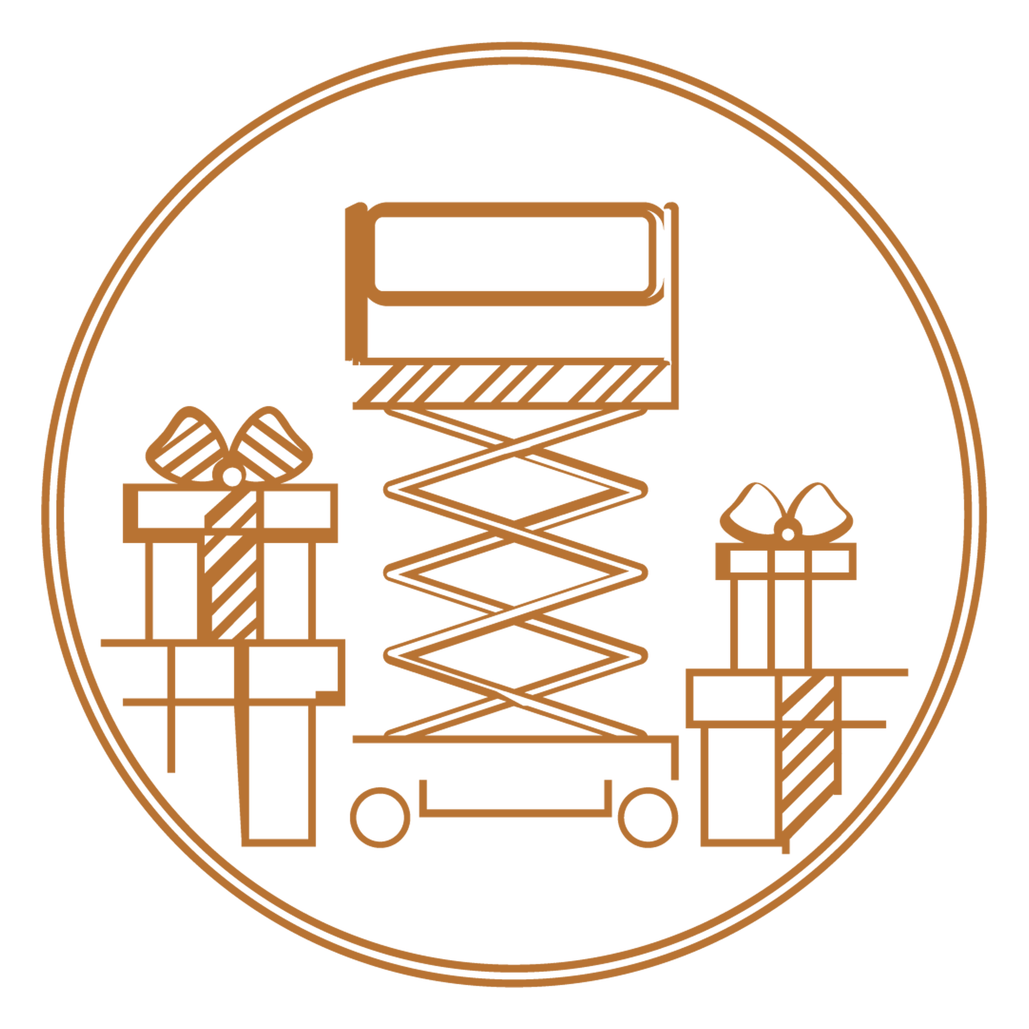 Lift with gift boxes icon — installation